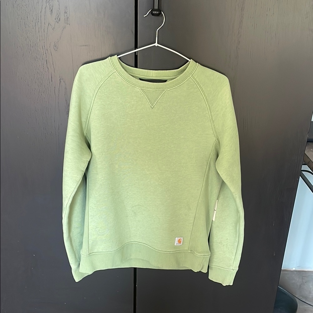 Carhartt Green Crewneck Sweater with Ribbed Trim